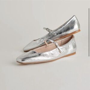 TRENDY Silver Ballet Flats with Straps by Dolce Vita